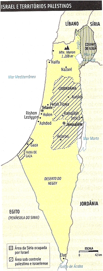 Mapa de Israel e Palestina